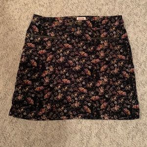 Black Corduroy Flower Skirt